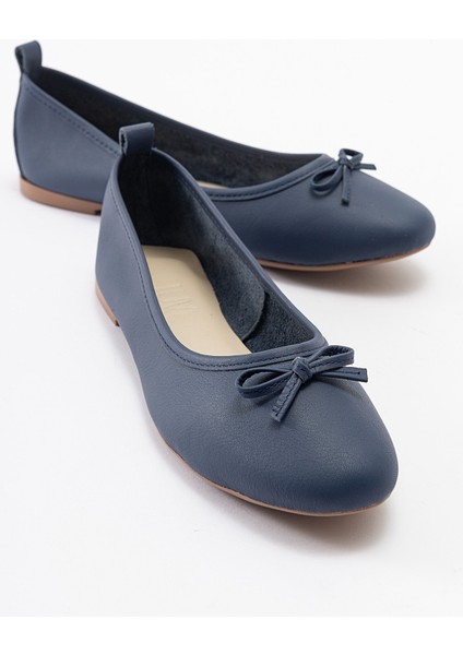 01 Lacivert Cilt Kadın Babet Lacivert Yumuşak Tabanlı Şık Tasarım