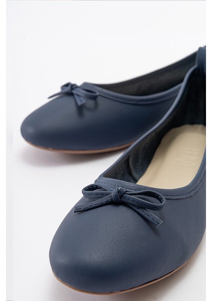 01 Lacivert Cilt Kadın Babet Lacivert Yumuşak Tabanlı Şık Tasarım