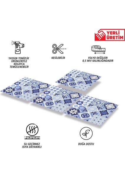 Kendinden Yapışkanlı Yeni Mavilim Desenli Pvc Karo 30x30 cm 4 Adet 0,36 M2
