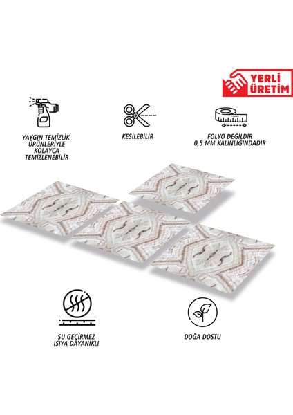 Kendinden Yapışkanlı Zemin Duvar Kaplama Mermer 018 Desenli Pvc Karo 30X30 cm (4 Adet) 0,36 M2