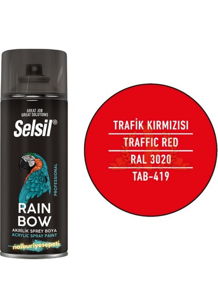 Rainbow Akrilik Sprey Boya Trafik Kırmızı 400 Ml. - RAL3020