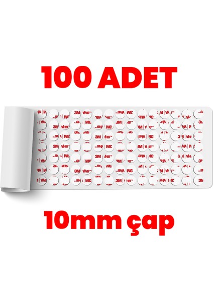 Vhb Çok Güçlü Çift Taraflı 100 Adet Hazır Kesim 10MM Çap fiyatları