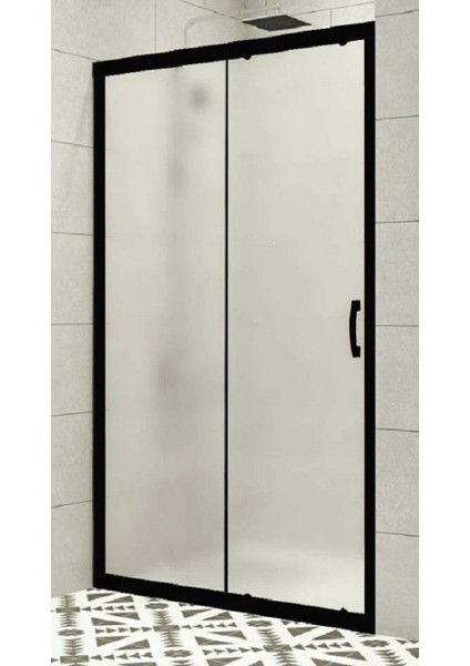 Duşakabin Ön Cephe Siyah 5mm Buzlu Yükseklik 190 cm