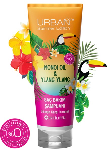 URBAN Care Summer-Monoi Yağı & Ylang Ylang Güneş Koruyucu Saç Bakım Şampuanı-Vegan-250 ML