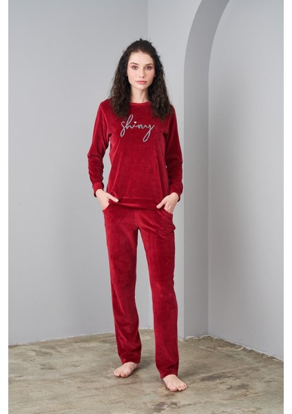 24579 Kadın Sıfır Yaka Kadife Spor Takım