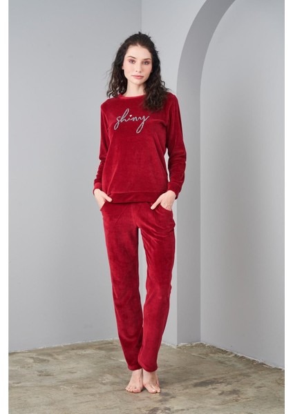 24579 Kadın Sıfır Yaka Kadife Spor Takım modelleri