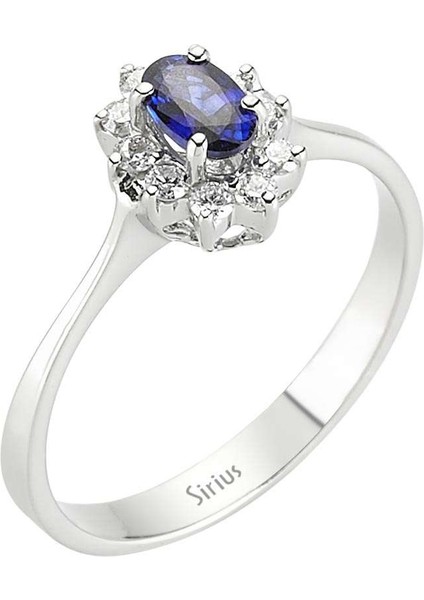 Pırlanta ve Oval Safir Taşlı Anturaj Yüzük 0404R0195