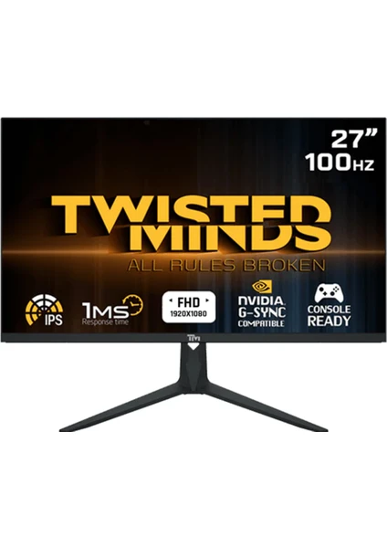 Twısted Mınds 27 TM27FHD100IPS Fhd 100HZ 1ms HDMI VGA IPS Freesync/gsync Çerçevesiz Gamıng Monitör