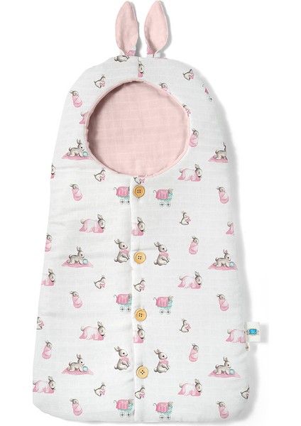 Müslin Kundak Battaniye – Bébé Lapin Rose