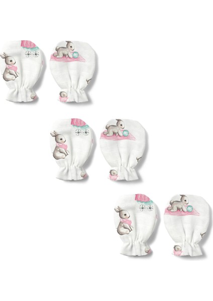 Müslin Eldiven 3’lü Set – Bébé Lapin Rose