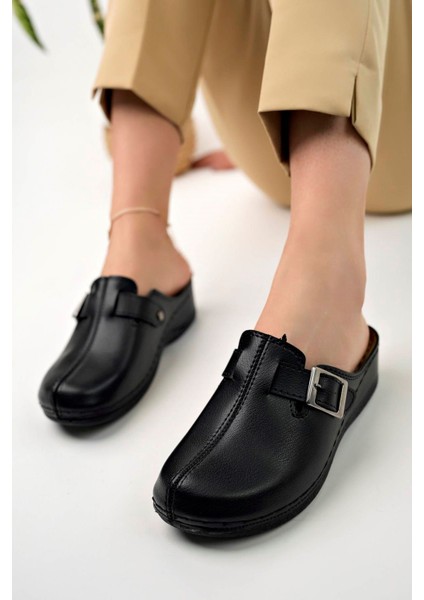 Ortopedik Ped Burnu Kapalı Tokalı Siyah Terlik fiyatları