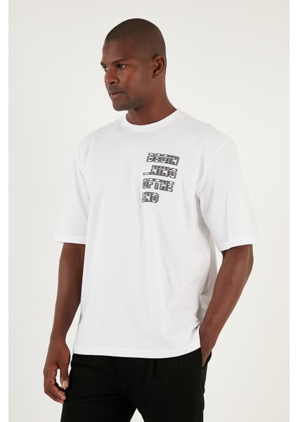 Pamuk Baskılı Oversize Bisiklet Yaka T Shirt Erkek T Shirt 5902641