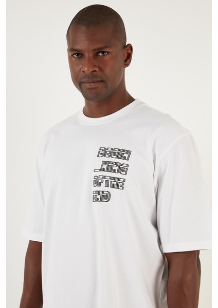 Pamuk Baskılı Oversize Bisiklet Yaka T Shirt Erkek T Shirt 5902641 fırsatları