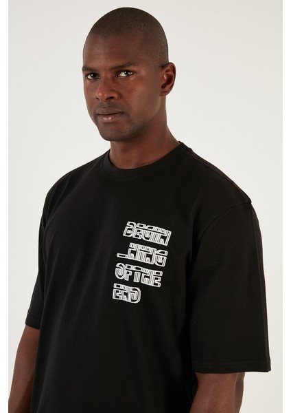 Pamuk Baskılı Oversize Bisiklet Yaka T Shirt Erkek T Shirt 5902641 fırsatları