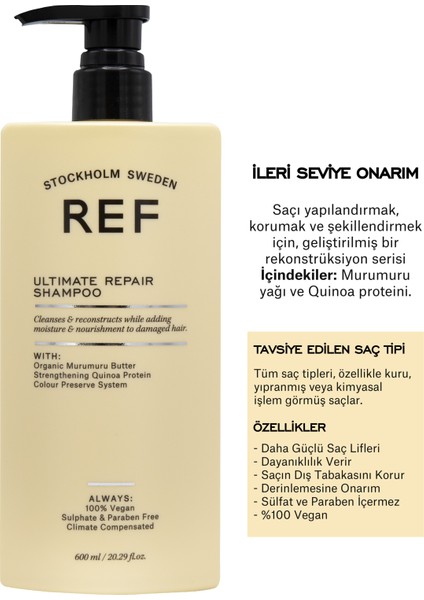 Ref Hasarlı Saçlar Için Onarıcı Ve Besleyici Bakım Şampuanı 600 Ml Ultımate Repaır Shampoo