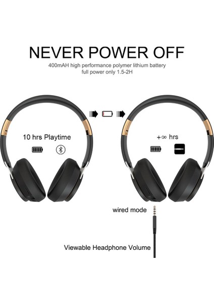 Kablosuz Kulaklıklar Bluetooth 5.0 Kulaklık Katlanabilir Kulaklık Hifi 9d Bas Stereo Kulaklık Spor Mikrofonlu Kulaklık (Yurt Dışından)