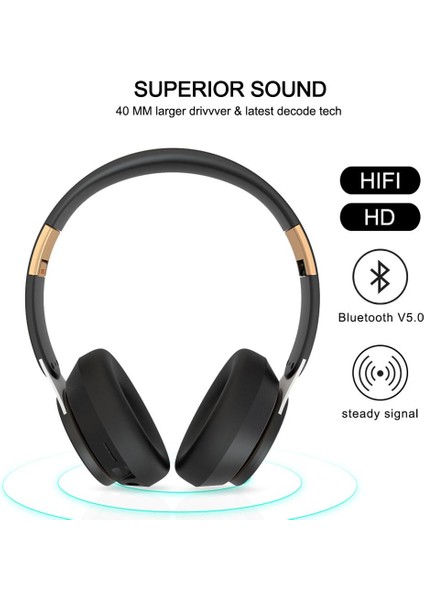 Kablosuz Kulaklıklar Bluetooth 5.0 Kulaklık Katlanabilir Kulaklık Hifi 9d Bas Stereo Kulaklık Spor Mikrofonlu Kulaklık (Yurt Dışından)