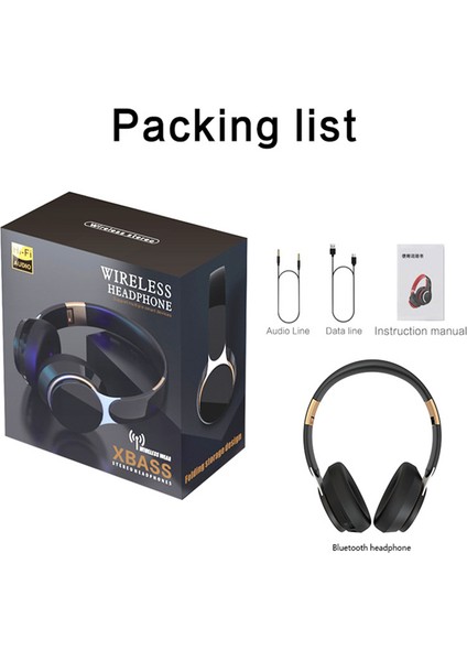 Kablosuz Kulaklıklar Bluetooth 5.0 Kulaklık Katlanabilir Kulaklık Hifi 9d Bas Stereo Kulaklık Spor Mikrofonlu Kulaklık (Yurt Dışından)