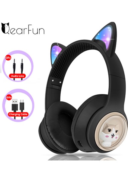 Rgb Kablosuz Kulaklıklar Kızlar Uzay Kapsülü Kedi Mikrofonlu Kulaklıklar Stereo Kulaklık Oyun Için Canlı Video Müzik Kulaklık Kız Hediye (Yurt Dışından)