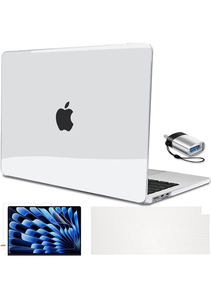 MacBook Air 15 Inç Kasa 2023 M2 Çip A2941 ile Uyumlu, Touch Id'li, Plastik Sert Kabuk Kılıf Klavye Kapağı Ekran Koruyucu 2023 MacBook Air 15 M2 Için C Tipi Adap (Yurt Dışından)