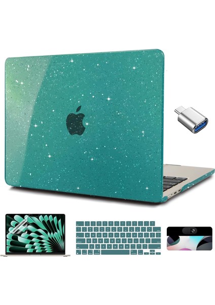 MacBook Air 15 Inç A2941 M2 2023 Sürümü Için Derin Deniz Mavisi Parıltılı Kılıf, MacBook Air 15 M2 2023 Için Parlak Parıltılı Sert Kabuk Kılıf Deniz Mavisi Kapa (Yurt Dışından)