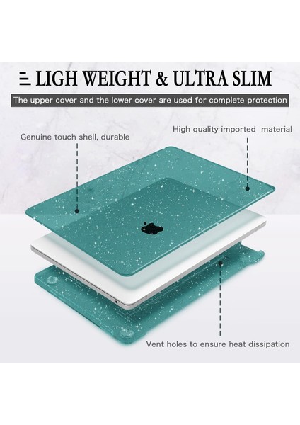 MacBook Air 15 Inç A2941 M2 2023 Sürümü Için Derin Deniz Mavisi Parıltılı Kılıf, MacBook Air 15 M2 2023 Için Parlak Parıltılı Sert Kabuk Kılıf Deniz Mavisi Kapa (Yurt Dışından) fiyatları