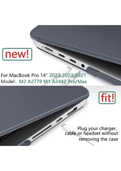 MacBook Pro 14 Inç Kılıf Için 2023 2022 2021 Yeni A2779 A2442 M2 M1 Pro/max, Touch Id'li, Klavye Kapaklı ve Ekran Koruyuculu Sert Kılıf, MacBook Pro M2 ile Uyum (Yurt Dışından)