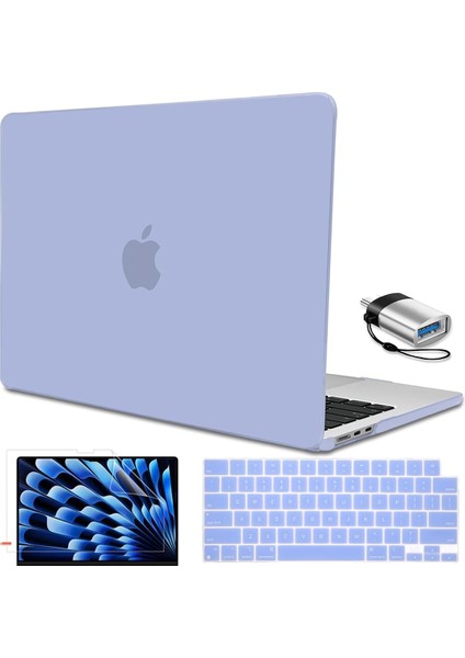 Mac Air 15.3-Inç Model A2941COVER Için 2023 MacBook Air 15 Inç M2 Kılıf ile Uyumlu Klavye Kaplaması ve Ekran Koruyucusu ve Tip-C Adaptörü ile Mat Plastik Dizüst (Yurt Dışından)