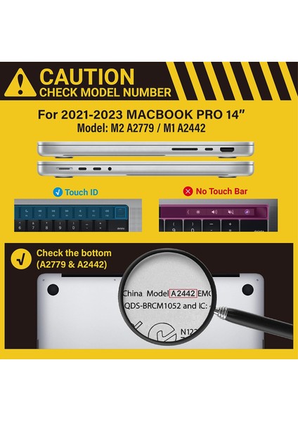 MacBook Pro 14 Inç Kılıf 2023 2022 2021 M2 A2779 M1 A2442 Pro/max ile Uyumlu, Sert Kabuklu Kılıf ve Klavye Kapağı ve Ekran Koruyucusu ve Mac Pro 14 Touch Id Içi (Yurt Dışından) fiyatları
