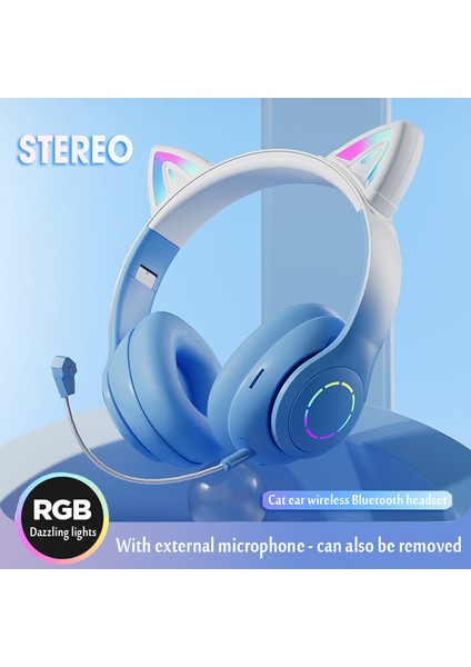 Kedi Kulak Içi Kulaklık Bluetooth Kablosuz Müzik Kulaklık Degrade Renk LED Işık Mic ile Oyun Kulaklık Çocuklar Güzel Yılbaşı Hediyeleri (Yurt Dışından) modelleri