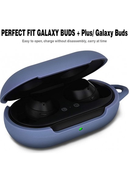 Samsung Galaxy Buds Plus Kılıfı Için Silikon Kılıf / Pom Pom Anahtarlık Koruyucu Kapaklı Galaxy Buds Kılıfı Galaxy Kulaklık Aksesuarı (Gece Yarısı Mavisi) (Yurt Dışından)