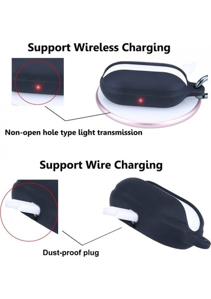 Galaxy Buds (Plus) Için Silikon Kılıf, Karabinalı Koruyucu Kapaklı Yumuşak ve Darbelere Dayanıklı, Samsung Galaxy Earbuds & Buds+ 2020 Için Hızlı Kablosuz Şarjla Uyumlu (Siyah) (Yurt Dışından) fiyatları