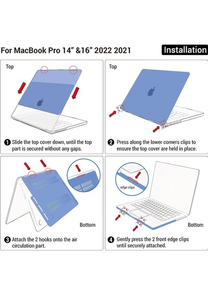 MacBook Pro 14 Inç Kılıf 2023 2022 2021 M2 A2779 M1 A2442 Pro/max ile Uyumlu, Sert Kabuklu Kılıf ve Klavye Kapağı ve Ekran Koruyucusu ve Mac Pro 14 Touch Id Içi (Yurt Dışından) modelleri