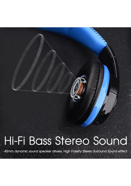 Kulak Üstü Bluetooth Kulaklık Kablosuz Kulaklık Hifi Bas Desteği Radyo Mikro Sd Kart Aux Oyun Handsfree Mikrofon (Yurt Dışından)