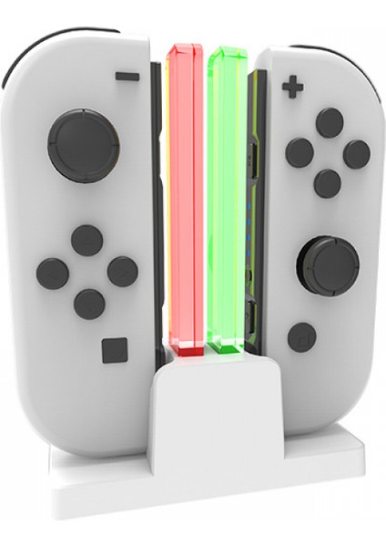 Joy Con Için Nintendo Switch ile Uyumlu Şarj Dock'u ve Elektrik Direği LED Göstergeli OLED Model Kontrol Cihazı, Joy Cons ile Uyumlu Şarj Standı Istasyonu (Yurt Dışından)