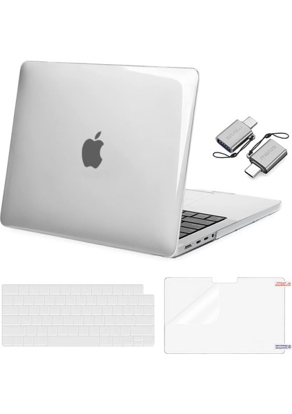 MacBook Pro 14 Inç Kılıf ile Uyumlu 2023 2022 2021 Yayın M2 A2779 A2442 M1 Pro/max Chip Touch Id, Plastik Sert Kabuk&klavye Kapağı&ekran Koruyucu&c Tipi Adaptör (Yurt Dışından)