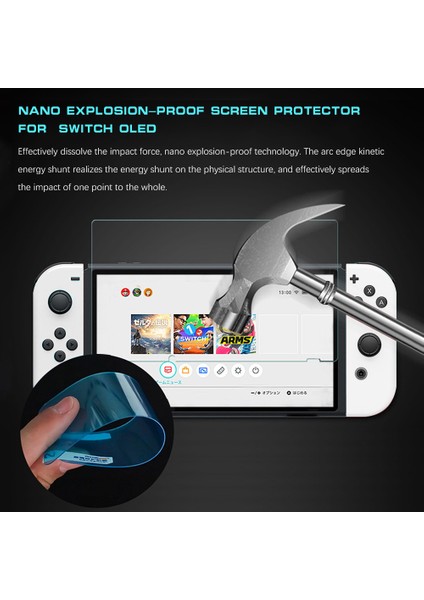 Nintendo Switch Için Koruyucu Kılıf Kapağı, Nintendo Switch Konsolu ve 2 Thumbstick'li Joy-Con Kontrol Cihazları Için Sert Kılıf El Tutma Yeri ve Temperli Cam Ekran Koruyucu (Yurt Dışından)