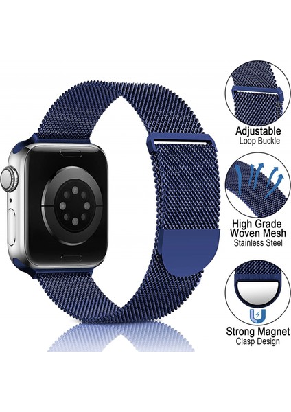 Metal Paslanmaz Çelik Bant Için Apple Watch Bantlarıyla Uyumlu 38MM 40MM 41MM, Döngü Ayarlanabilir Kayış Manyetik Bileklik Iwatch Serisi Için 7 6 5 4 3 2 Se Kadın Erkek (Mavi) (Yurt Dışından) fiyatları