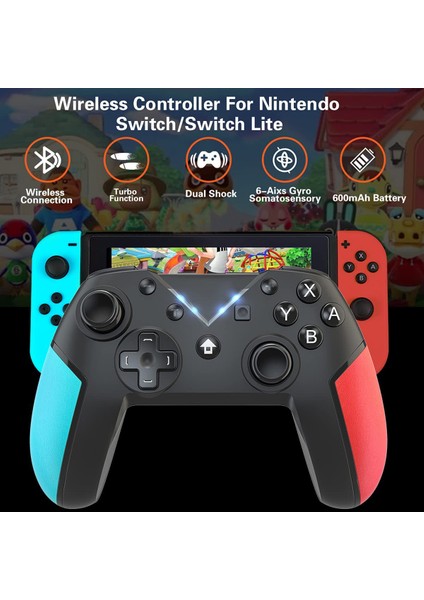 Anahtar Desteği Uyandırma, Ekran Görüntüsü ve Titreşim Işlevleriyle Uyumlu Kablosuz Pro Denetleyici Gamepad (Yurt Dışından)
