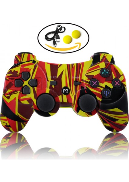 Ps3 Kablosuz Kumanda, Yüksek Performanslı Dualshock'lu Playstation 3 ile Uyumlu Kablosuz Kumanda, Şarj Kablolu Sony Playstation 3 Için Ps-3 Denetleyici Gamepad (Açık Sarı) (Yurt Dışından)