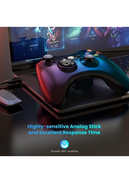 Xbox 360 Için Kablosuz Kumanda, 2.4ghz Gamepad Joystick Kablosuz Kumanda Xbox 360 ve Pc Windows 7,8,10,11 ile Uyumlu Alıcı ile (Siyah) (Yurt Dışından)