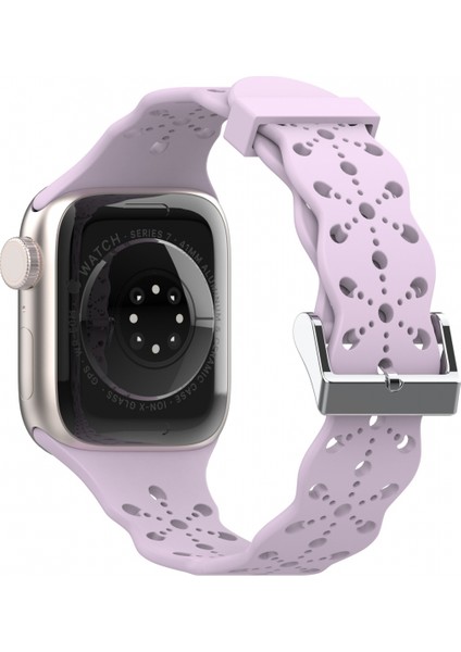 Saat Kayışı Apple Iwatch 6/5/4/3/2/1 Nesil Se Içi Boş Dantel Katı Silikon Kayış --- Mor (42/44/45MM) (Yurt Dışından)