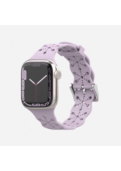 Saat Kayışı Apple Iwatch 6/5/4/3/2/1 Nesil Se Içi Boş Dantel Katı Silikon Kayış --- Mor (42/44/45MM) (Yurt Dışından) fiyatları