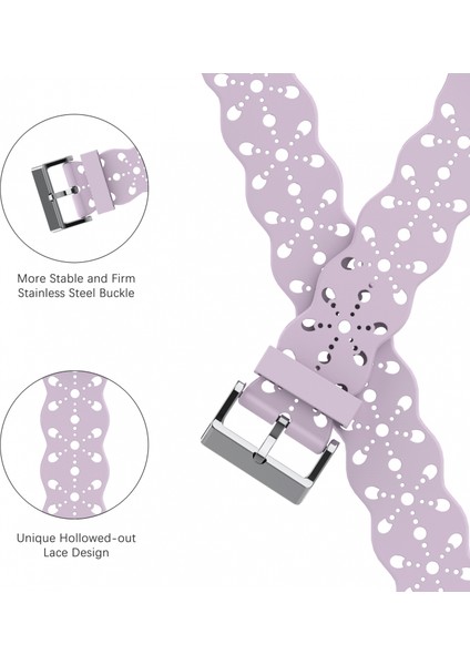 Saat Kayışı Apple Iwatch 6/5/4/3/2/1 Nesil Se Içi Boş Dantel Katı Silikon Kayış --- Mor (42/44/45MM) (Yurt Dışından) modelleri