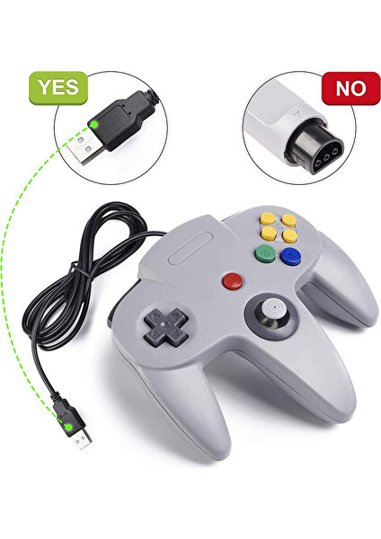 N64 Oyunları Için Retro USB Denetleyicisi, N64 Klasik USB Denetleyicisi Gamepad Joystick, N64 Sistemi Için Oyun Denetleyicisi Raspberry Pi/windows/mac/linux-Sarı (Yurt Dışından)