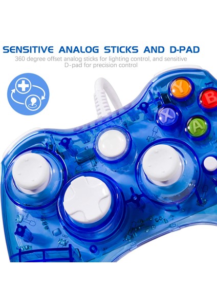 Pro Oyun 6 Ft. Xbox 360 Için Uzun Kablolu Kumanda, Xbox 360 Denetleyici USB Gamepad Pc Microsoft Xbox 360/XBOX 360 Slim/windows 7 8 10 Oyun Için Kablolu Joypad - Parlak Yeşil (Yurt Dışından)