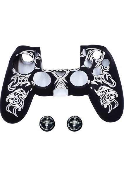 Ps4 Denetleyici Kaplamaları, Silikon Denetleyici Kapağı Cilt Koruyucu Uyumlu /ps4 Slim/ps4 Pro Denetleyici (Başparmak Kapağı Tutacağı x 2) (Yurt Dışından)