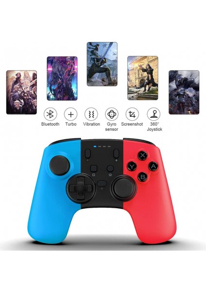 Wireless Controller For Nintendo Switch, Remote Pro Controller For Nintendo Switch Console, Game Controller Supports Gyro Axis, Thrbo And Dual Vibration (Red&blue) (Yurt Dışından)