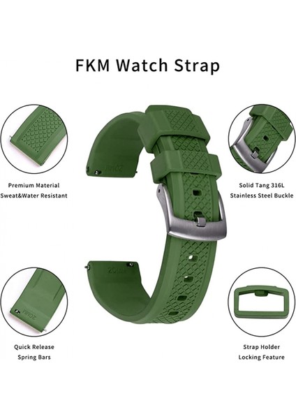 Avekı Saat Kordonları 22MM Paslanmaz Çelik Toka Hızlı Bırakma Floro Kauçuk Saat Kayışı Erkekler Için, Nane (Yurt Dışından) modelleri