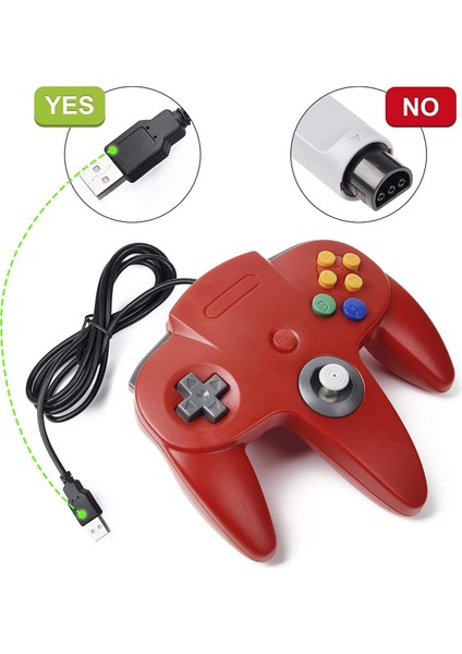N64 Oyunları Için Retro USB Denetleyicisi, N64 Klasik USB Denetleyicisi Gamepad Joystick, N64 Sistemi Için Oyun Denetleyicisi Raspberry Pi/windows/mac/linux- (Yurt Dışından)